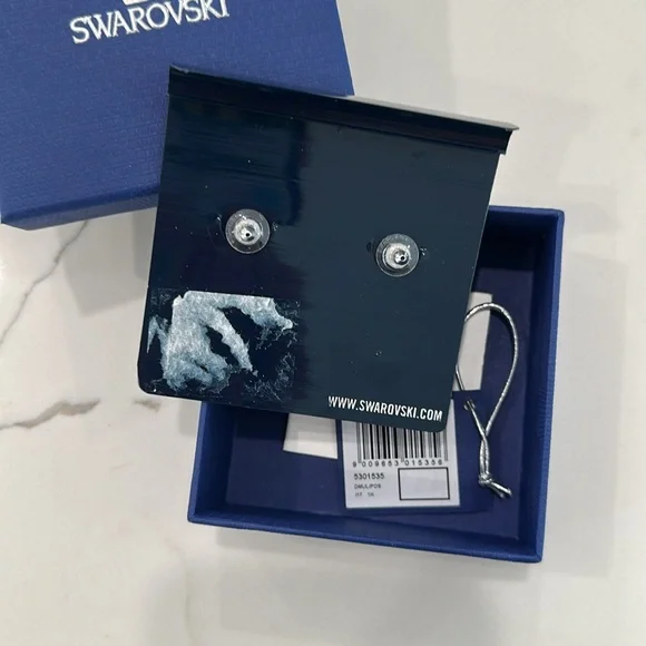 Swarovski Palladium-Plated-Metal and Crystal Earrings Blue NWT - Picture 3 of 6